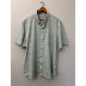 Faherty Brand Organic Cotton Button Up Shirt Mens XXL Green Geometric Casual